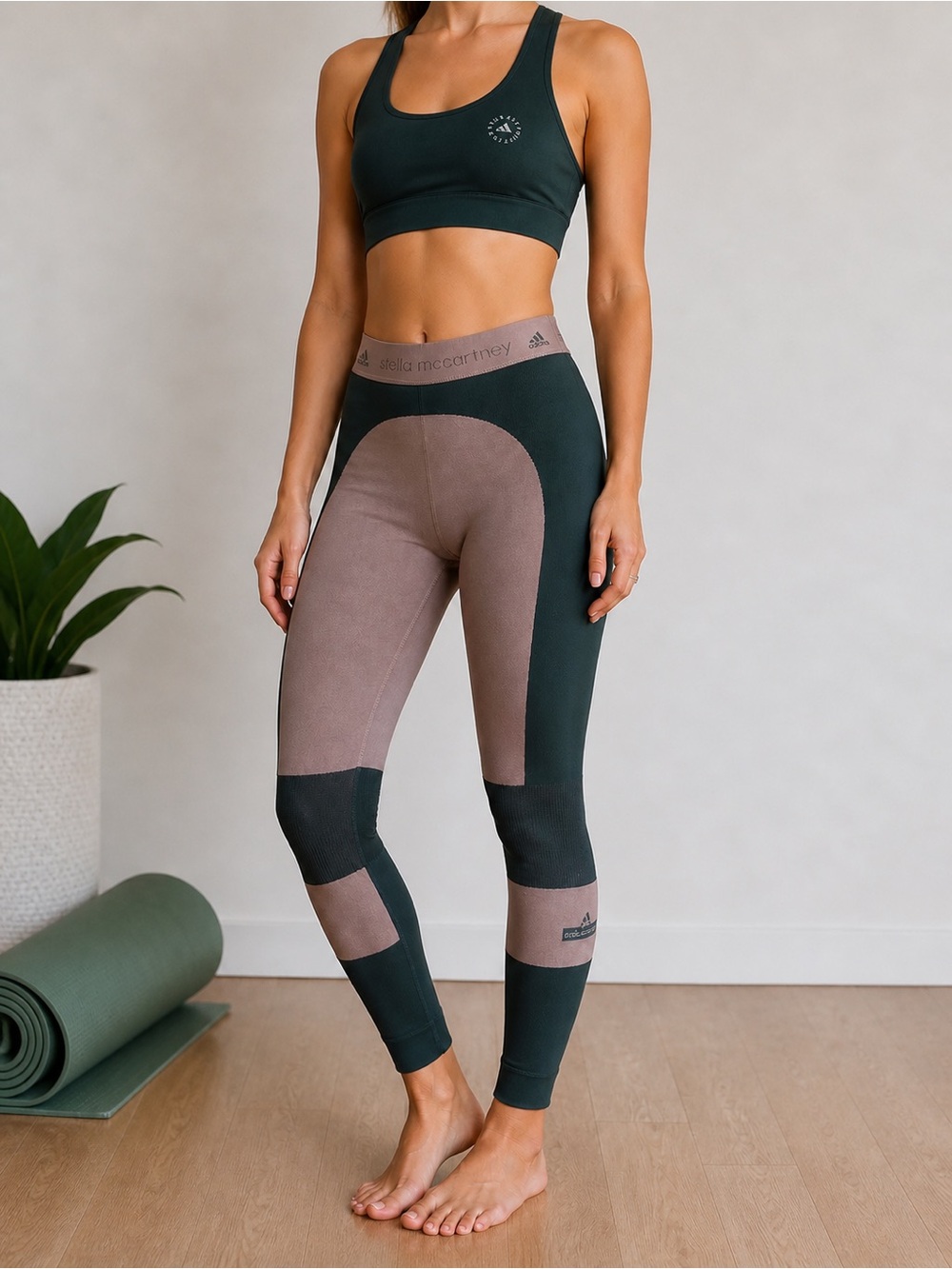 Adidas x Stella McCartney Seamless Leggings XS Pink Green Colorblock Luxury